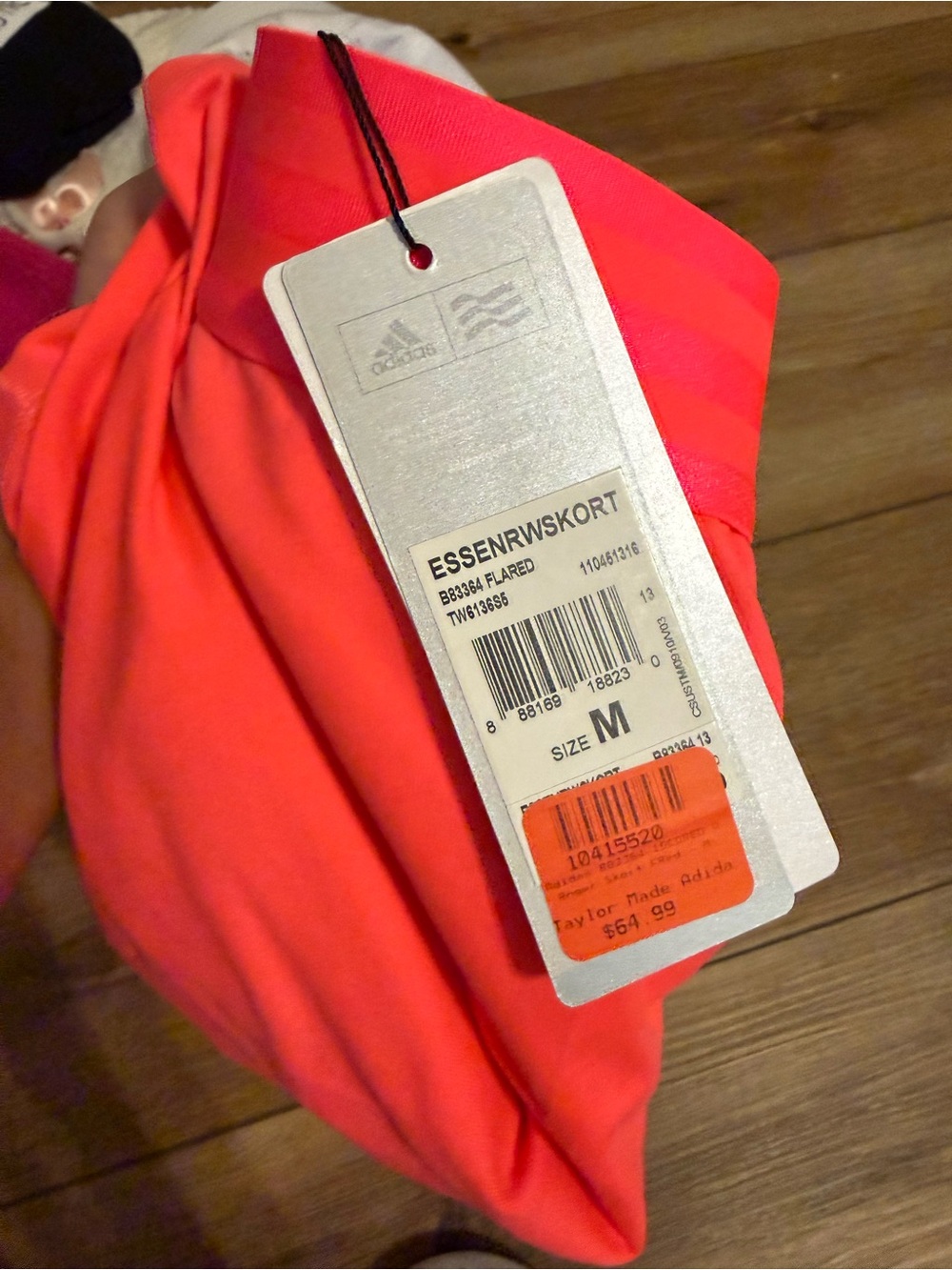 adidas Neon Coral Mini Skirt with Elastic Waistband - Picture 4 of 4
